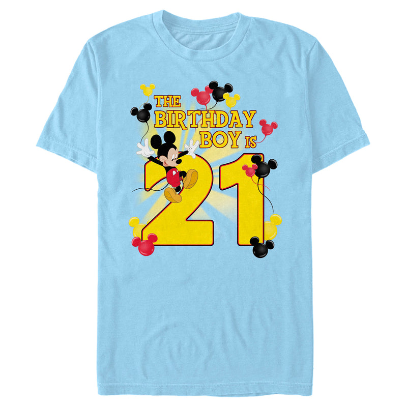 Men's Mickey & Friends The Birthday Boy Is 21 T-Shirt