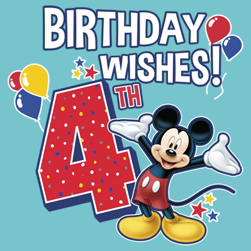 Girl's Mickey & Friends Mickey Mouse 4th Birthday Wishes T-Shirt