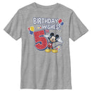 Boy's Mickey & Friends Mickey Mouse 5th Birthday Wishes T-Shirt