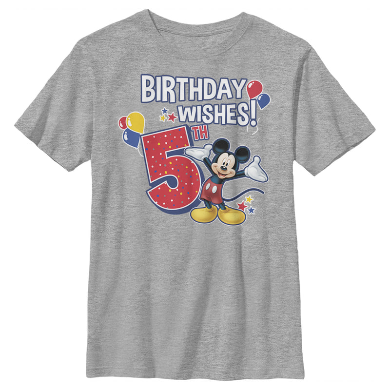 Boy's Mickey & Friends Mickey Mouse 5th Birthday Wishes T-Shirt