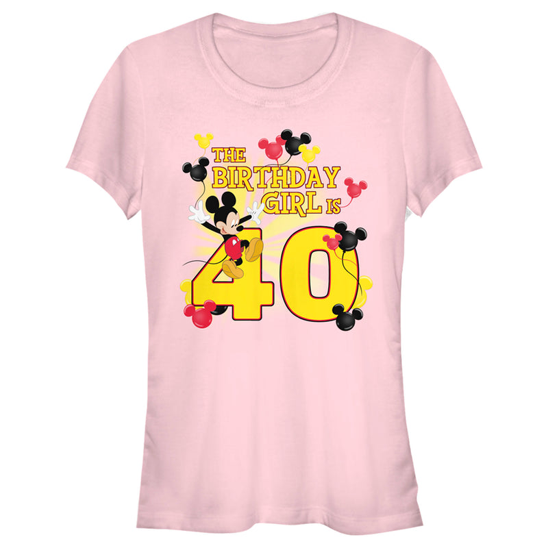 Junior's Mickey & Friends The Birthday Girl is 40 T-Shirt