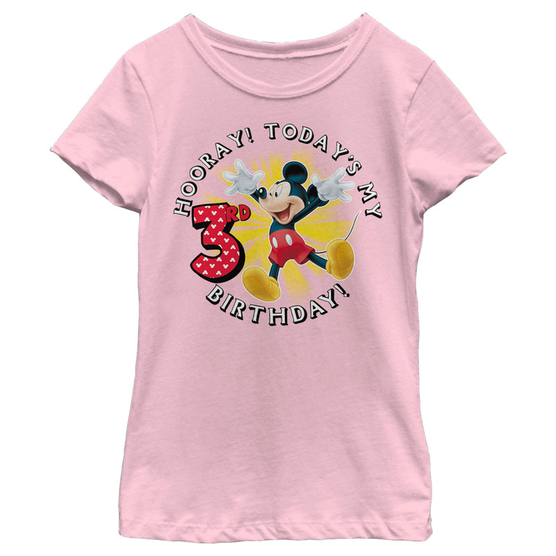 Girl's Mickey & Friends Hooray It's My 3rd Birthday T-Shirt