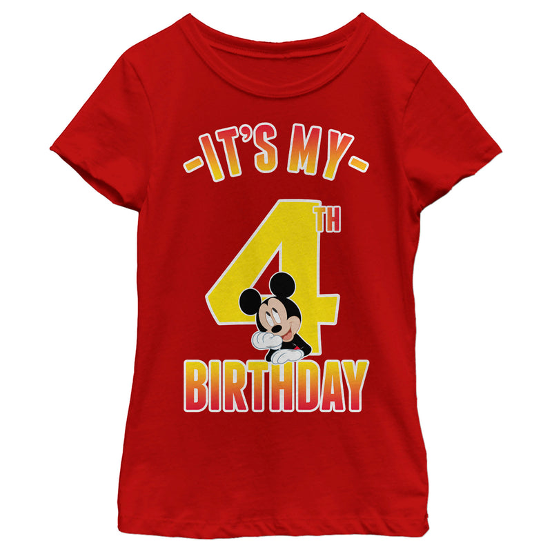 Girl's Mickey & Friends It's My 4th Birthday T-Shirt