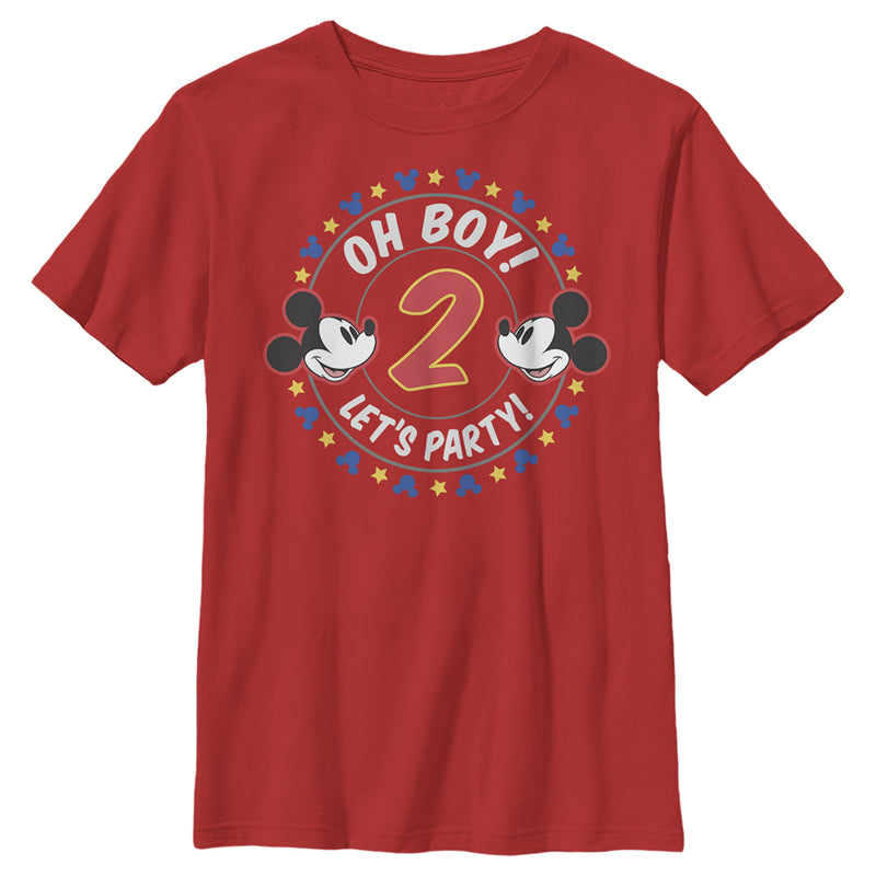 Boy's Mickey & Friends 2nd Birthday Oh Boy Let's Party Mickey T-Shirt