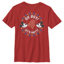 Boy's Mickey & Friends 4th Birthday Oh Boy Let's Party Mickey T-Shirt