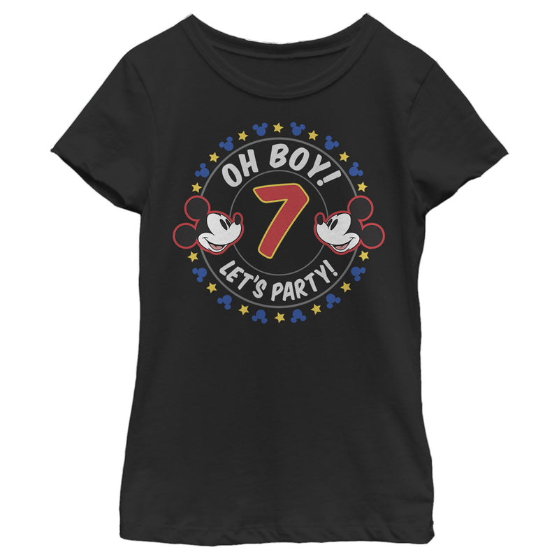 Girl's Mickey & Friends 7th Birthday Let's Party T-Shirt