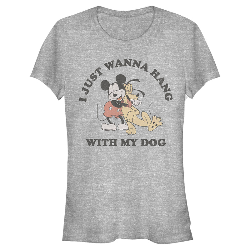 Junior's Mickey & Friends I Just Wanna Hang with my Dog Pluto T-Shirt