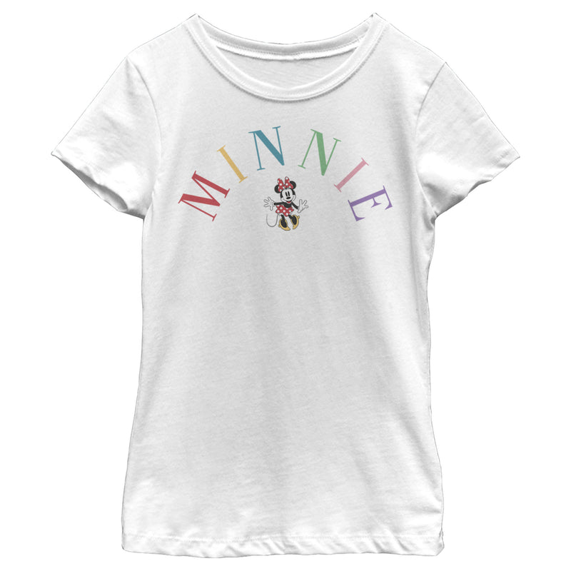 Girl's Mickey & Friends Minnie Mouse Rainbow Name T-Shirt