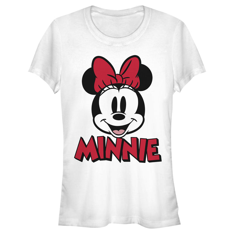 Junior's Mickey & Friends Retro Minnie Mouse Big Face T-Shirt