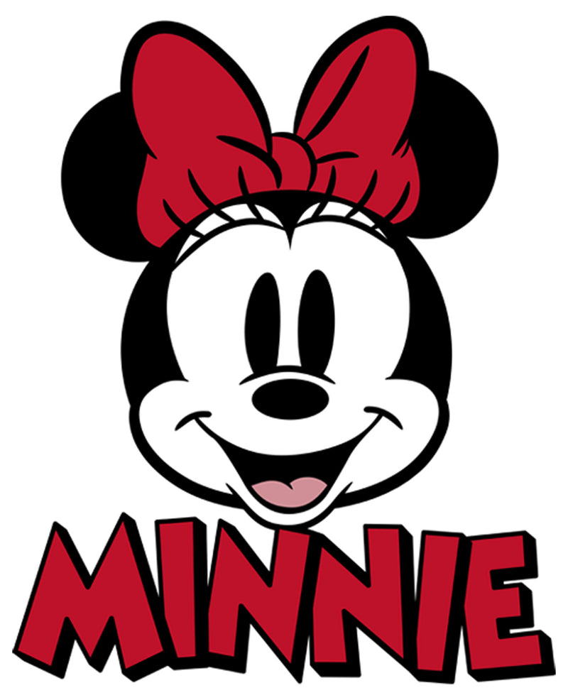 Junior's Mickey & Friends Retro Minnie Mouse Big Face T-Shirt