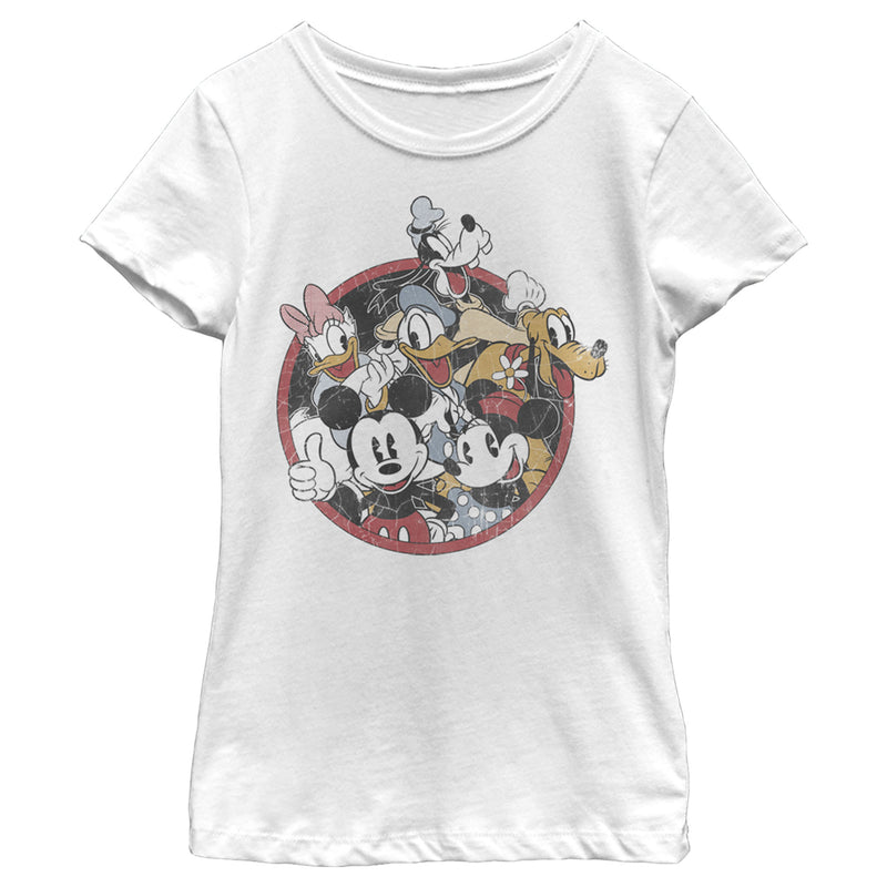 Girl's Mickey & Friends Retro Group Shot T-Shirt