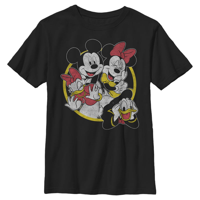 Boy's Mickey & Friends Distressed Group Circle T-Shirt