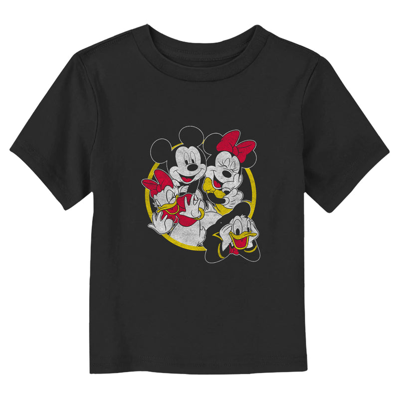 Toddler's Mickey & Friends Distressed Friend Group Circle T-Shirt