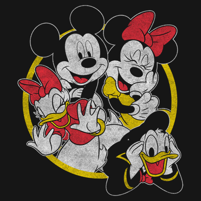 Women's Mickey & Friends Distressed Group Circle T-Shirt