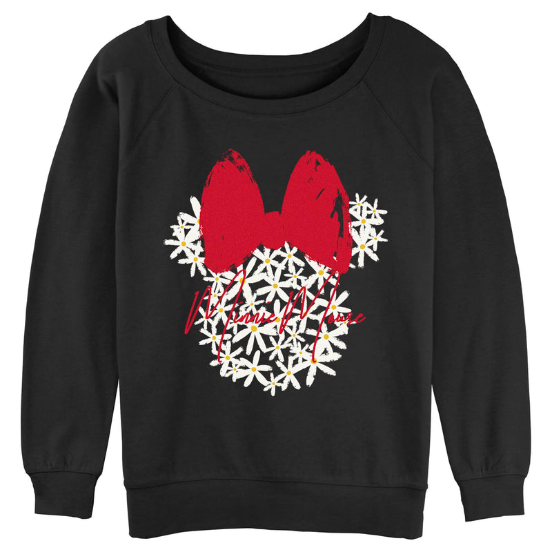 Junior's Mickey & Friends Flower Minnie Sweatshirt