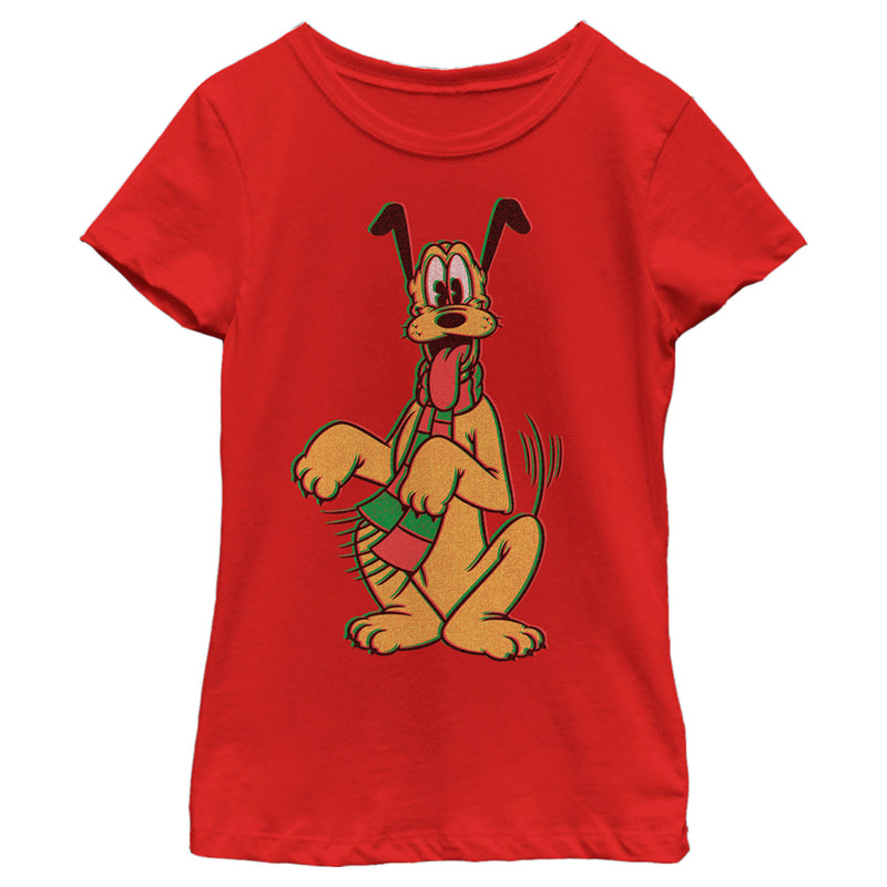 Girl's Mickey & Friends Happy Tail Pluto Holiday T-Shirt