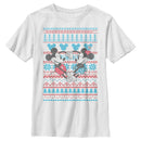 Boy's Mickey & Friends Christmas Mickey and Minnie Blue and Red Print T-Shirt