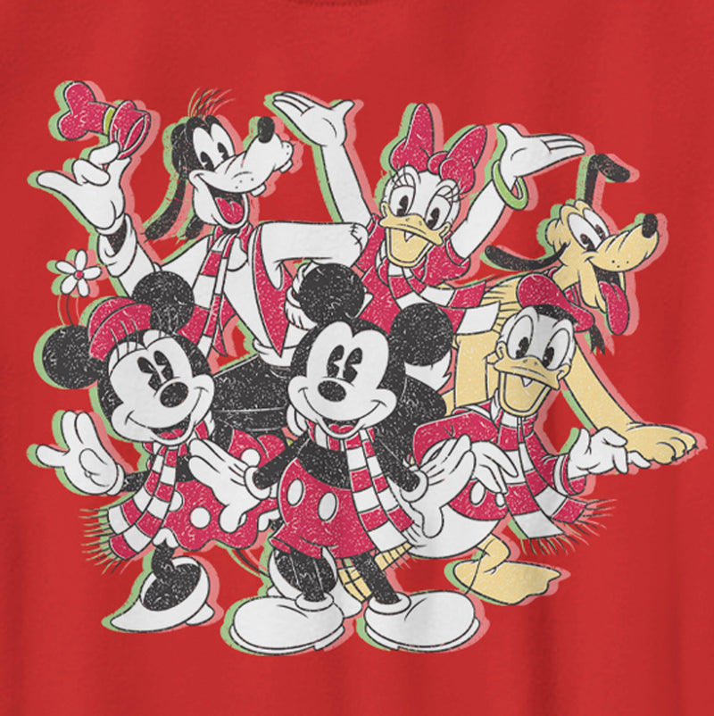 Boy's Mickey & Friends Christmas Retro Group T-Shirt