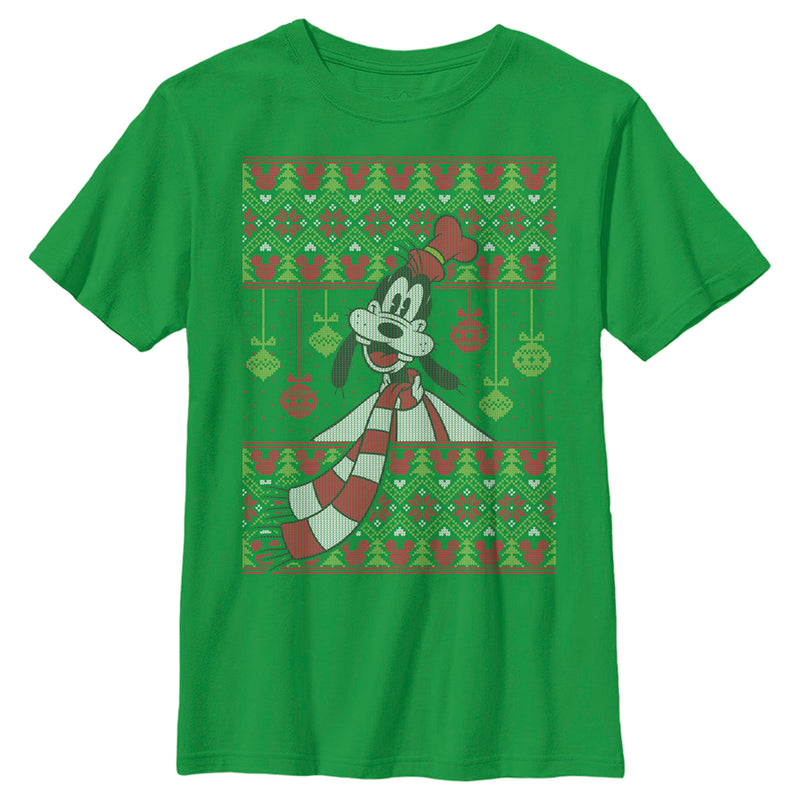 Boy's Mickey & Friends Christmas Goofy Ornament Print T-Shirt