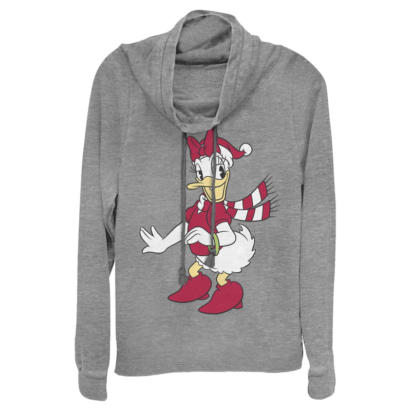 Junior's Mickey & Friends Christmas Daisy Duck Cowl Neck Sweatshirt