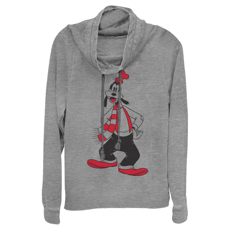 Junior's Mickey & Friends Festive Goofy Cowl Neck Sweatshirt