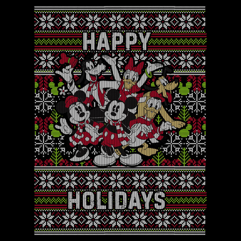 Men's Mickey & Friends Christmas Distressed Group Print Happy Holidays T-Shirt