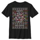 Boy's Mickey & Friends Christmas Distressed Group Print Happy Holidays T-Shirt