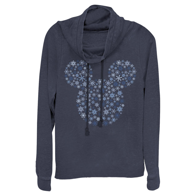 Junior's Mickey & Friends Snowflake Silhouette Cowl Neck Sweatshirt