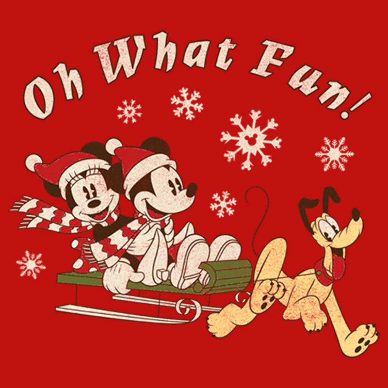 Junior's Mickey & Friends Oh What Fun Sled T-Shirt