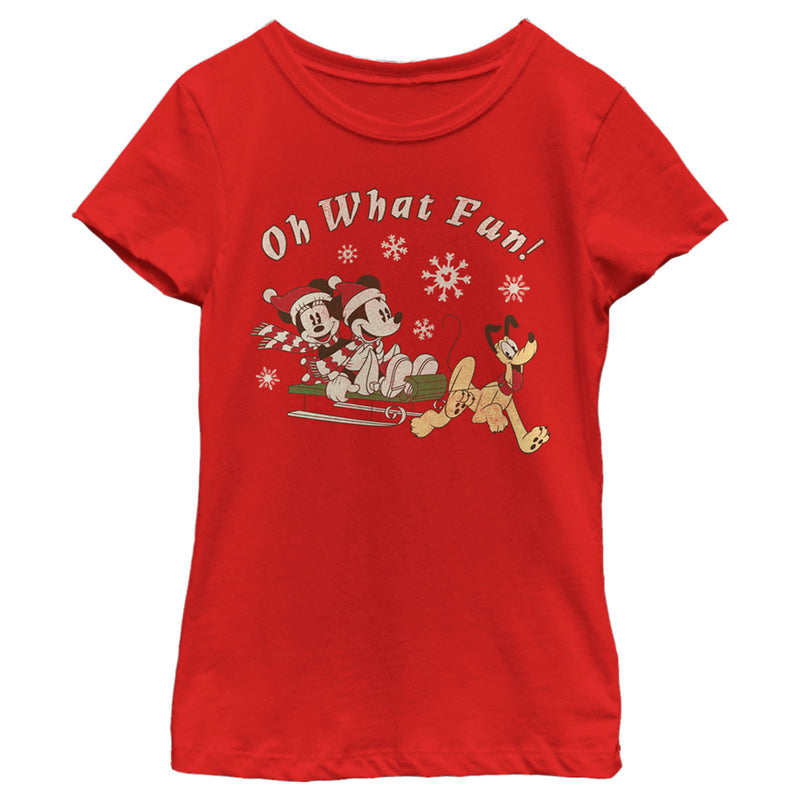 Girl's Mickey & Friends Oh What Fun Sled T-Shirt