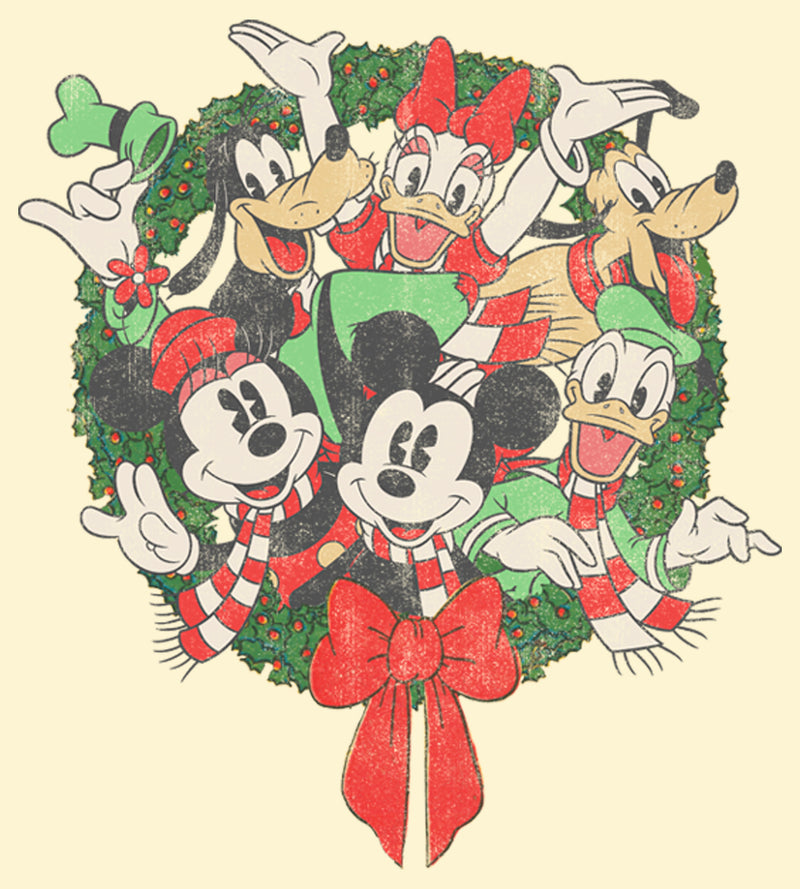 Men's Mickey & Friends Christmas Group Shot Wreath T-Shirt