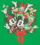 Junior's Mickey & Friends Christmas Group Shot Wreath T-Shirt