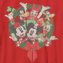 Boy's Mickey & Friends Christmas Distressed Group Wreath T-Shirt