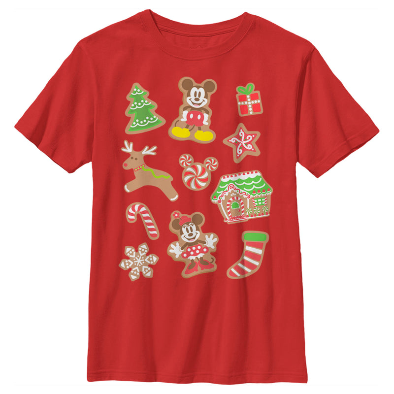 Boy's Mickey & Friends Christmas Gingerbread Cookies Collage T-Shirt