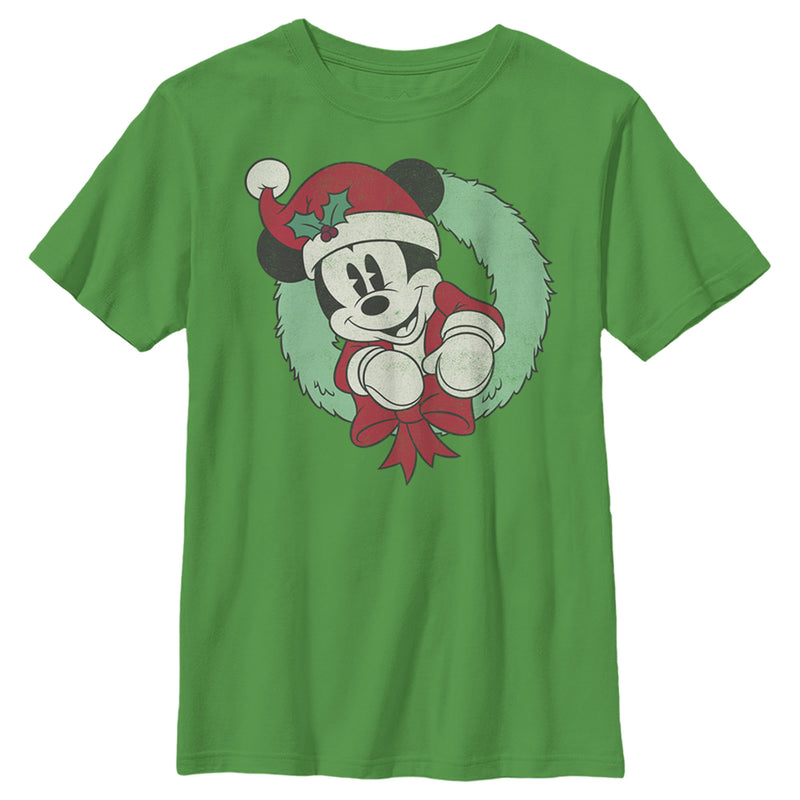 Boy's Mickey & Friends Festive Mickey Mouse Wreath T-Shirt