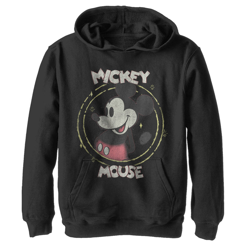 Boy's Mickey & Friends Mickey Mouse Classic Circle Distressed Pull Over Hoodie