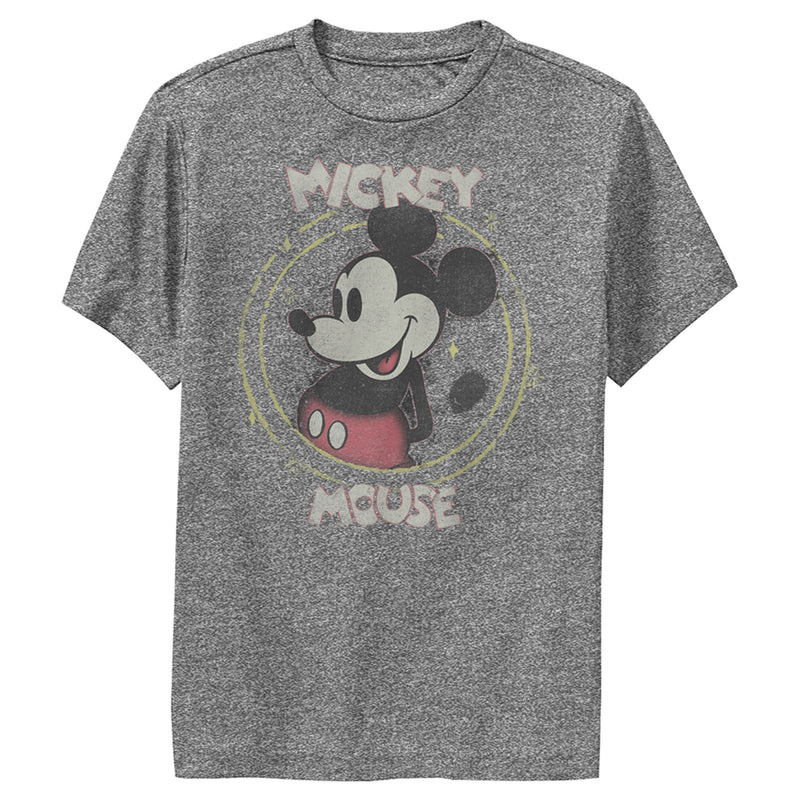 Boy's Mickey & Friends Mickey Mouse Classic Circle Distressed Performance Tee