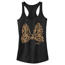 Junior's Mickey & Friends Cheetah Print Minnie Mouse Bow Racerback Tank Top