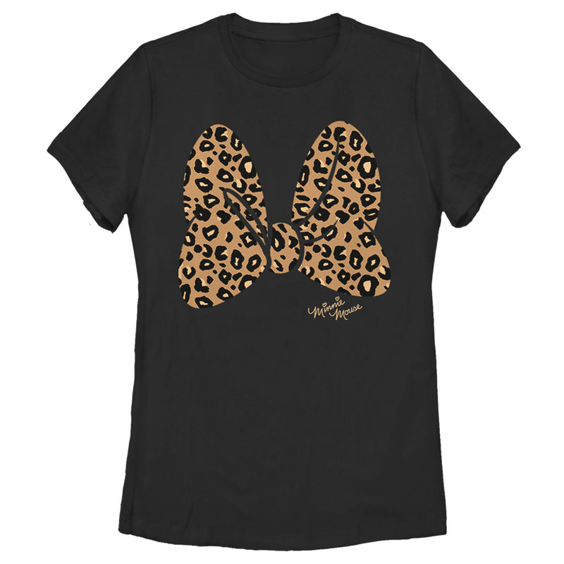 Women's Mickey & Friends Cheetah Print Minnie Mouse Bow T-Shirt