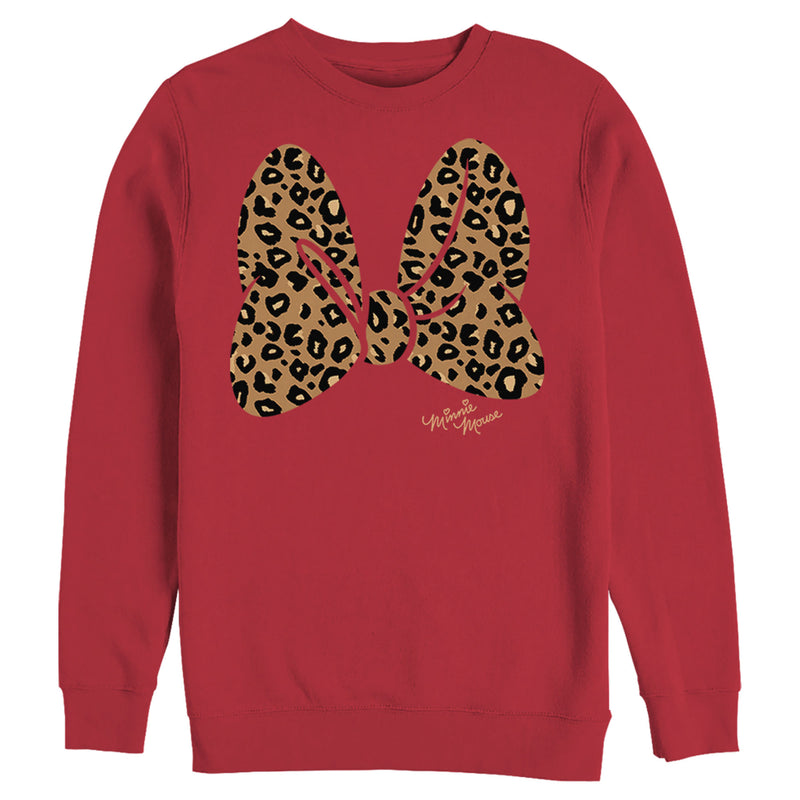 Men's Mickey & Friends Cheetah Print Minnie Mouse Bow Sweatshirt