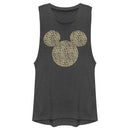 Junior's Mickey & Friends Cheetah Print Mickey Mouse Logo Festival Muscle Tee