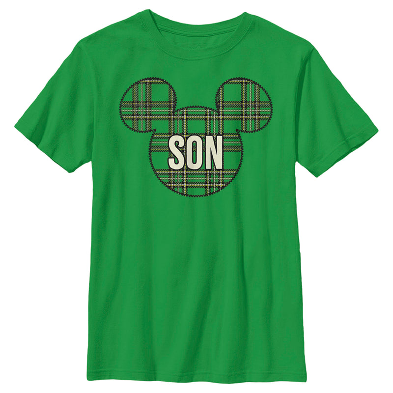 Boy's Mickey & Friends Plaid Son Silhouette T-Shirt