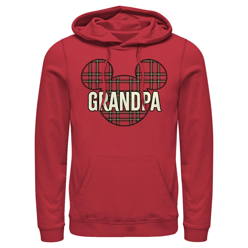 Men's Mickey & Friends Plaid Grandpa Patch Pull Over Hoodie