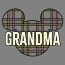 Junior's Mickey & Friends Grandma Plaid Logo Cowl Neck Sweatshirt