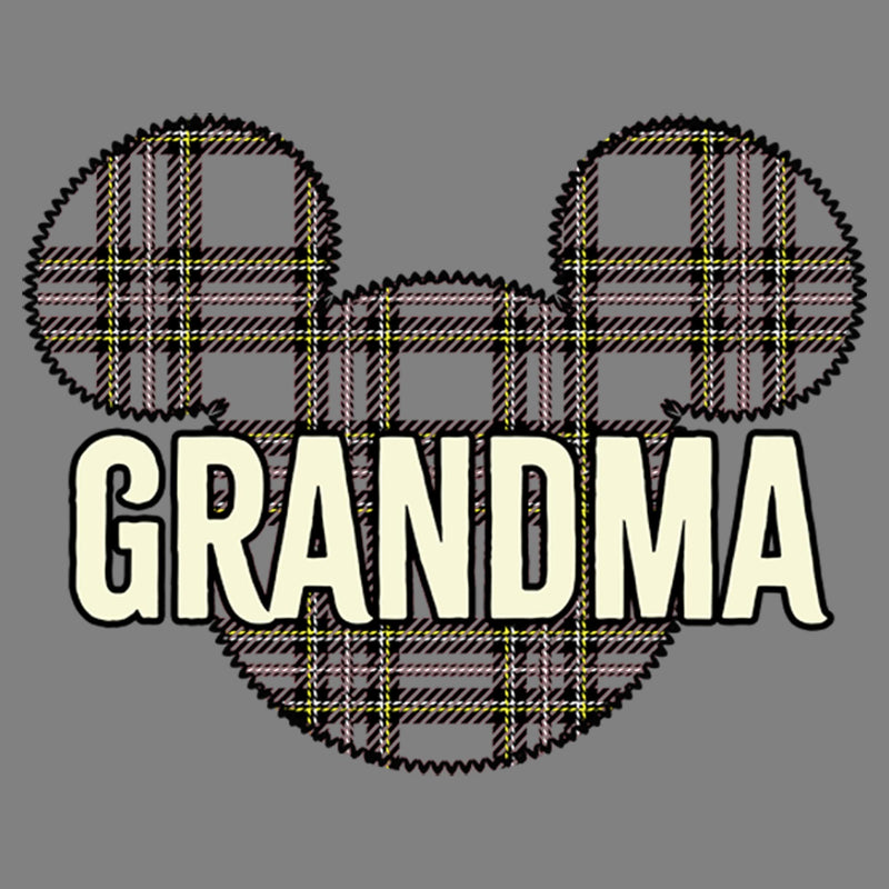 Junior's Mickey & Friends Grandma Plaid Logo Cowl Neck Sweatshirt