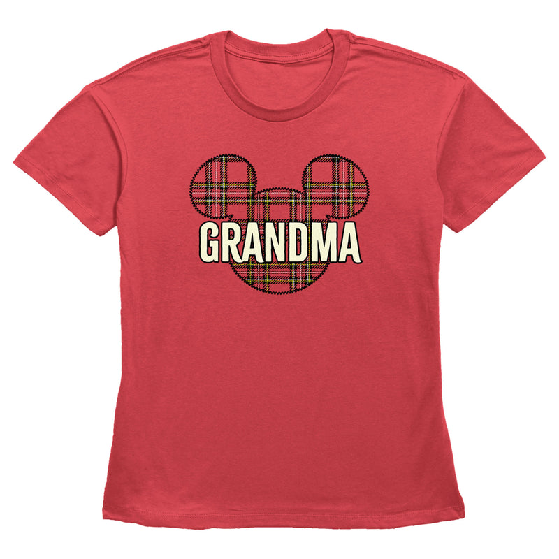 Women's Mickey & Friends Grandma Plaid Logo T-Shirt