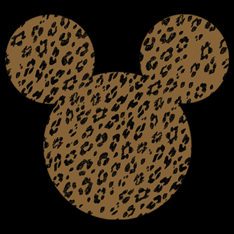 Men's Mickey & Friends Cheetah Print Mickey Mouse Logo Distressed T-Shirt