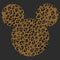 Women's Mickey & Friends Cheetah Print Mickey Mouse Logo Distressed T-Shirt