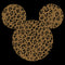 Junior's Mickey & Friends Cheetah Print Mickey Mouse Logo Distressed T-Shirt