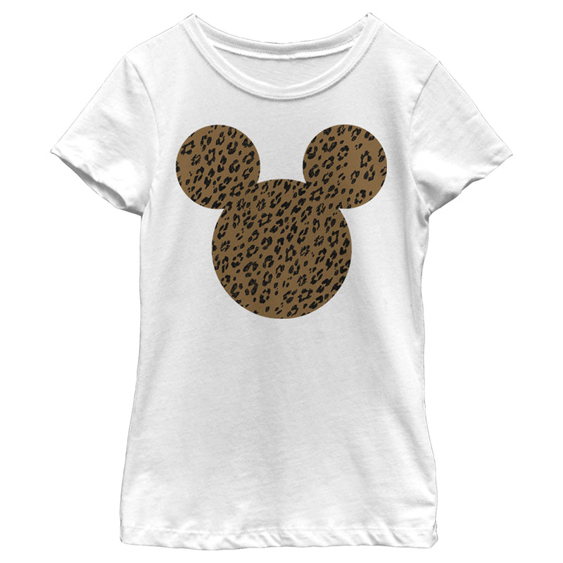 Girl's Mickey & Friends Mickey Mouse Cheetah Print Silhouette T-Shirt